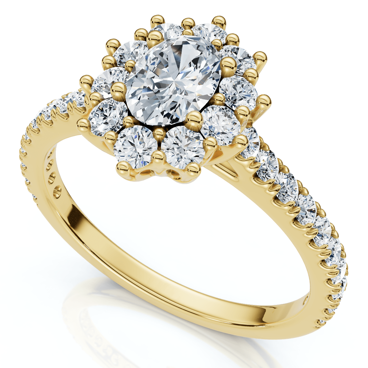 1Ct TW Oval Halo Diamond Engagement Ring 14k Gold or Platinum Lab Grown