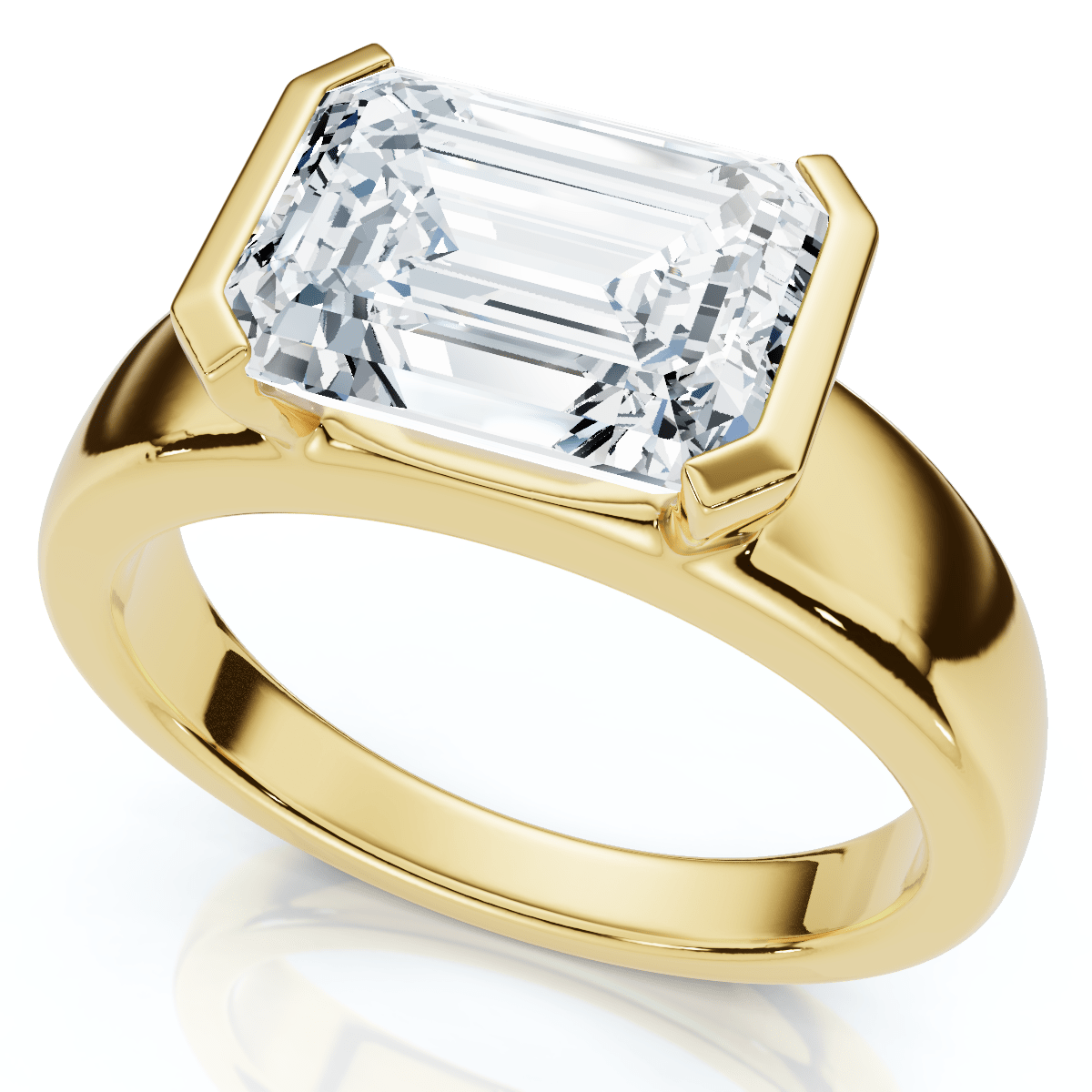Certified 2 2/3ct East West Emerald Cut Engagement Ring Gold or Pt Lab Grown