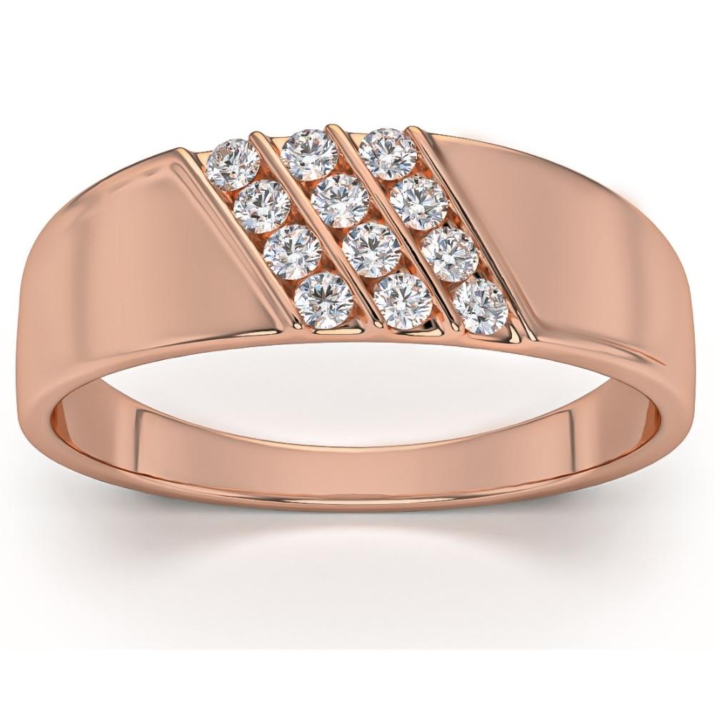 1/5Ct Multi Row Men's Diamond Polished Gold Lightweigt Ring