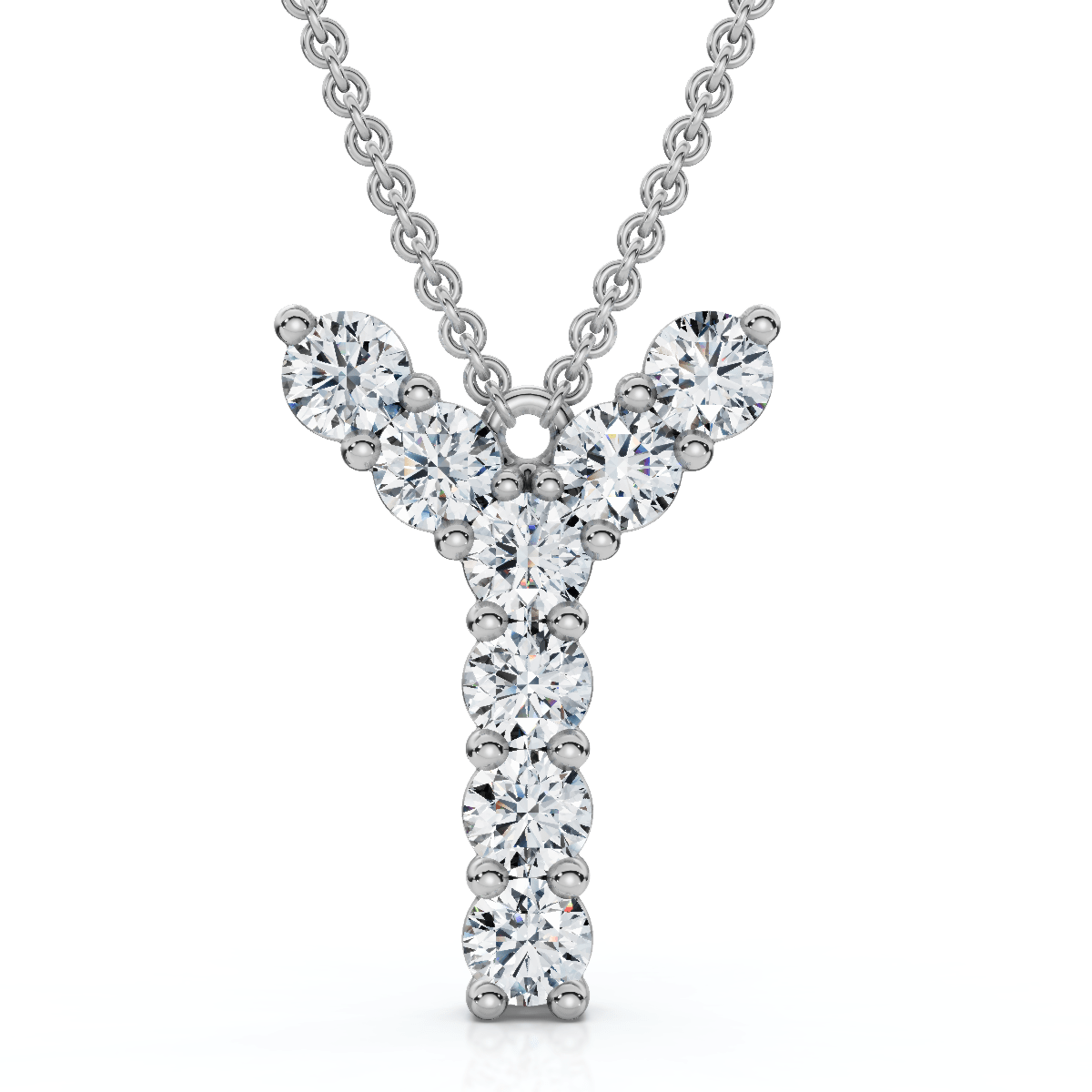 1Ct Diamond Initial "Y" Pendant 14k Gold 18" Necklace Lab Grown 5/8" Tall
