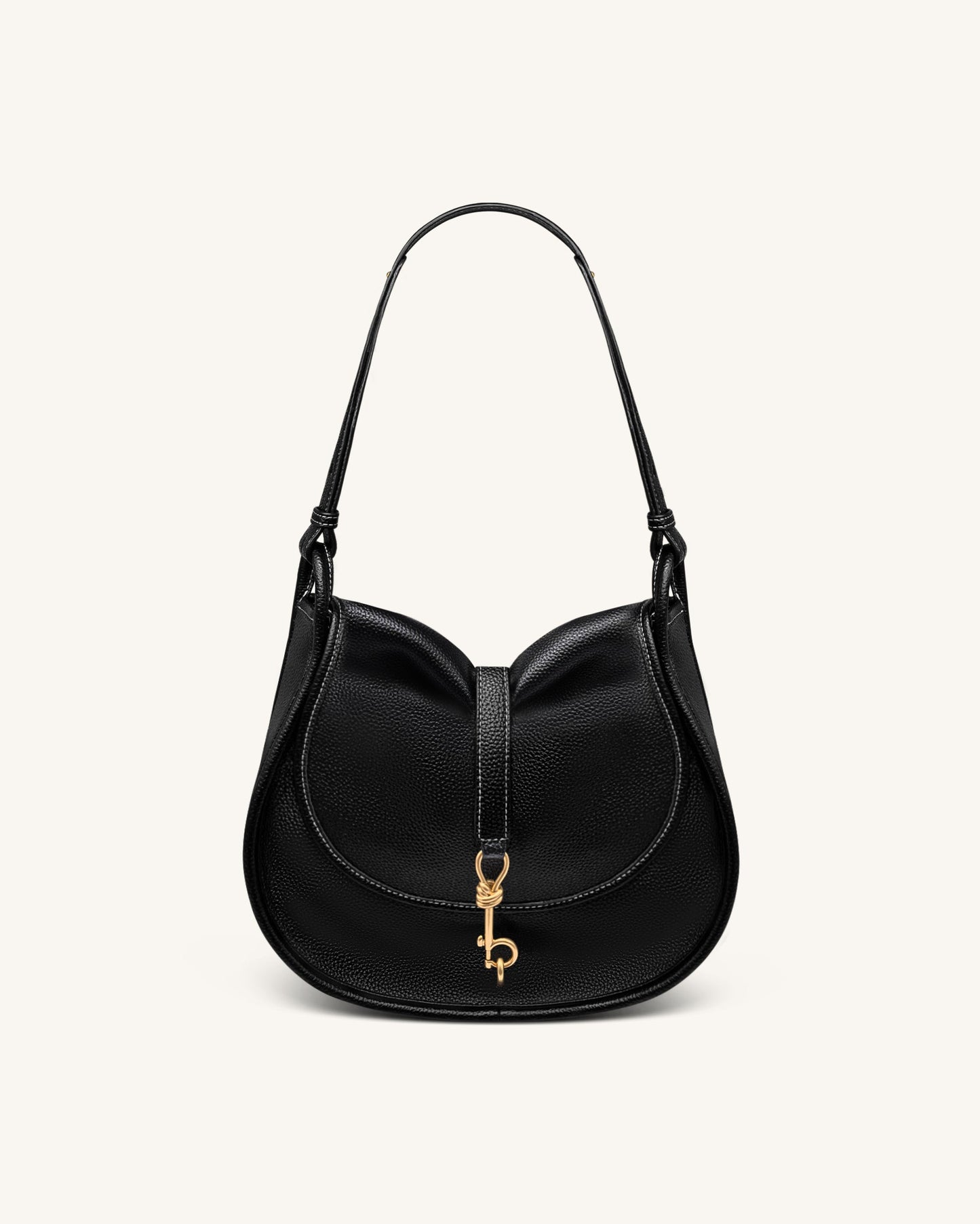 Arla Small Hobo Bag - Black Pebbled