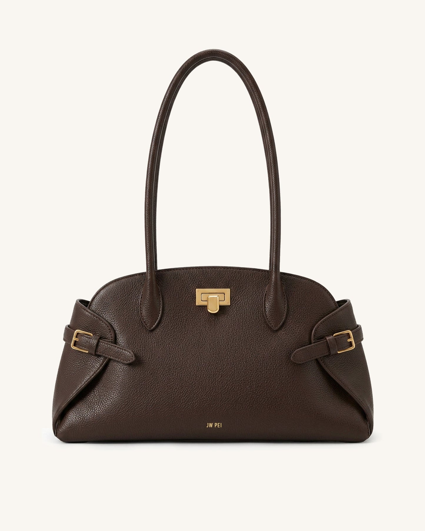 Ziva Winged Long Handle Tote Bag - Dark Brown