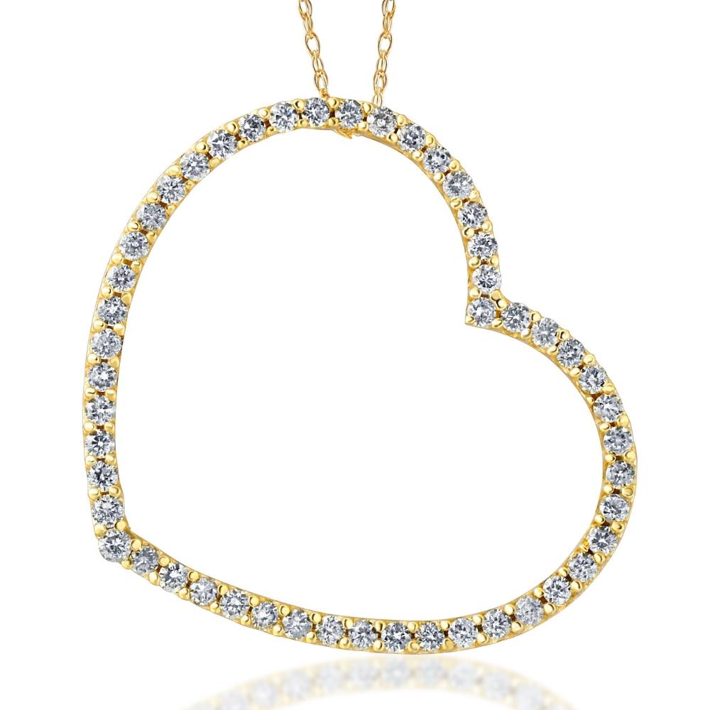 1ct Diamond Large Heart Shape Pendant 10k Yellow Gold