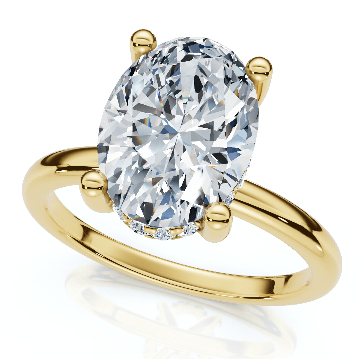 2 1/10Ct Oval Diamond Side Halo Engagement Ring 14k Gold or Platinum Lab Grown