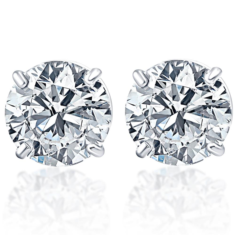 .50Ct Round Brilliant Cut Natural Quality VS2-SI1 Diamond Stud Earrings in 14K Gold Basket Setting