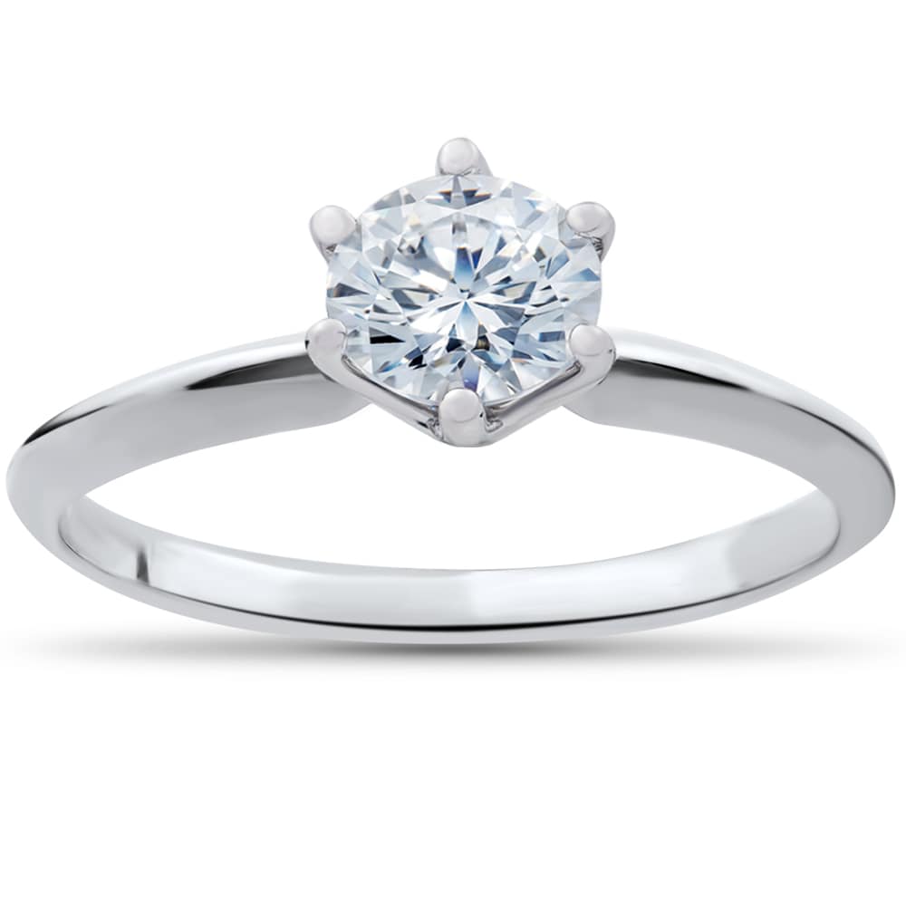 1/3 ct Solitaire Diamond Engagement Ring 14k White Gold