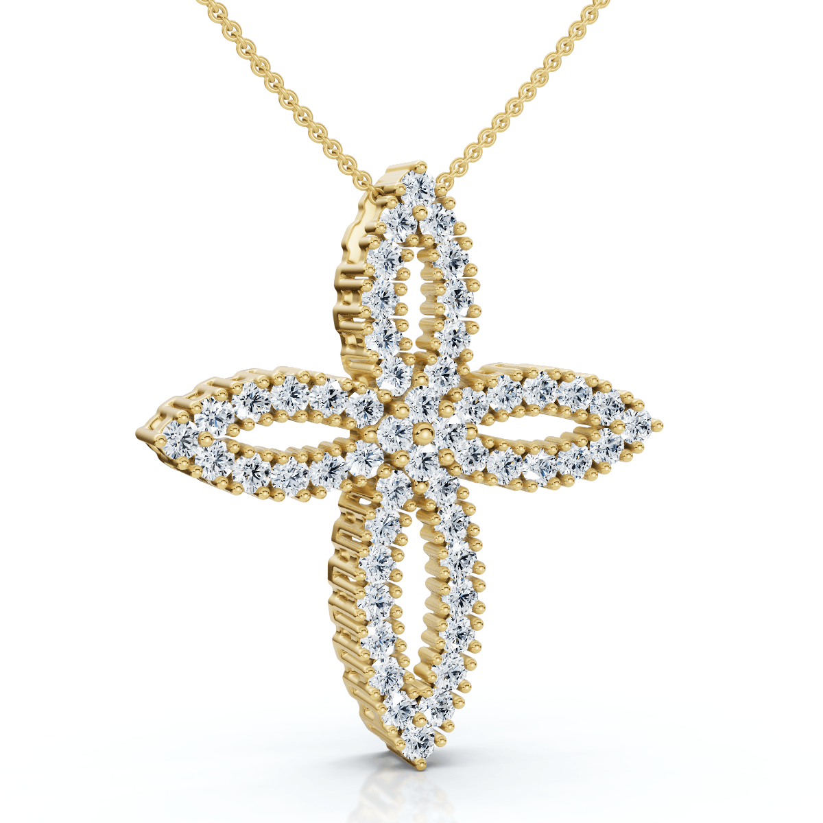 1/2Ct TW Diamond Cross Religious 10k Gold Lab Grown 18" Necklace