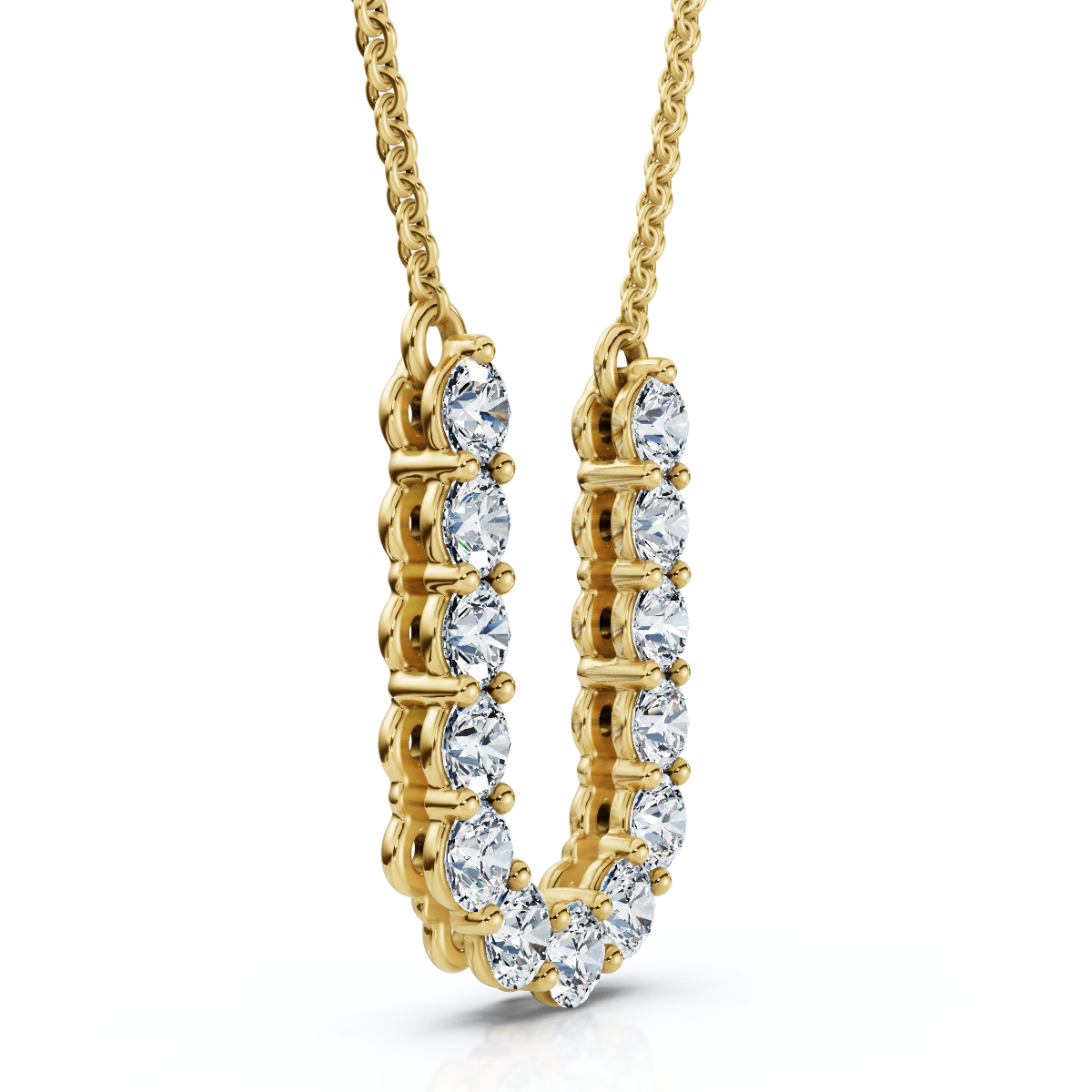 1Ct Diamond Initial "U" Pendant 14k Gold 18" Necklace Lab Grown 5/8" Tall