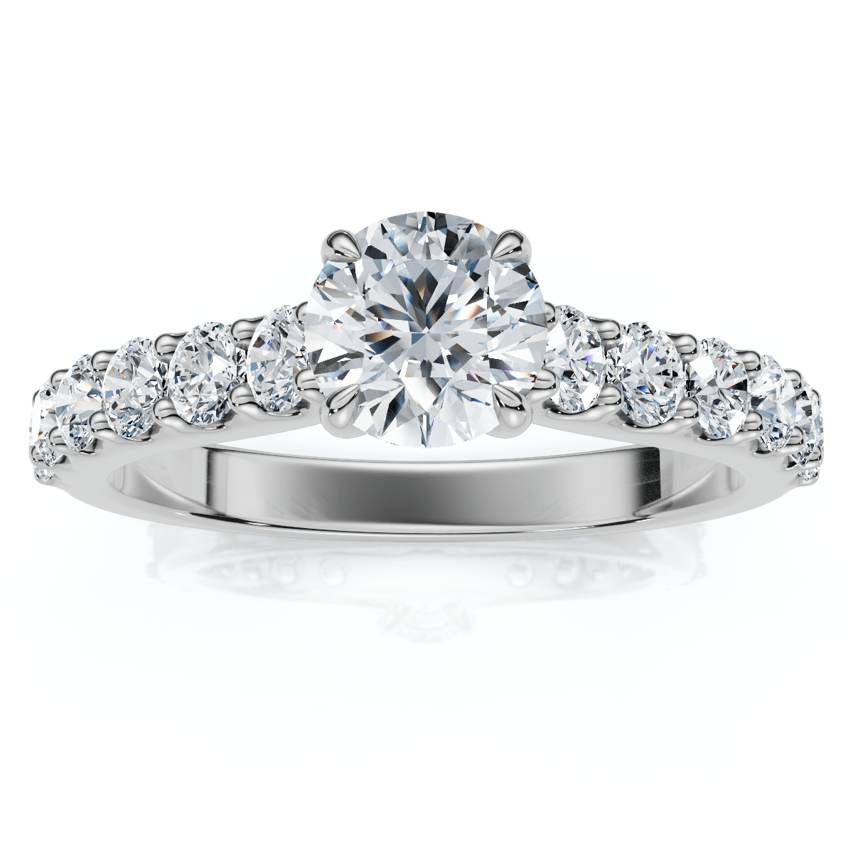 1Ct Pave Cathedral Diamond Engagement Ring 14k Gold Lab Grown