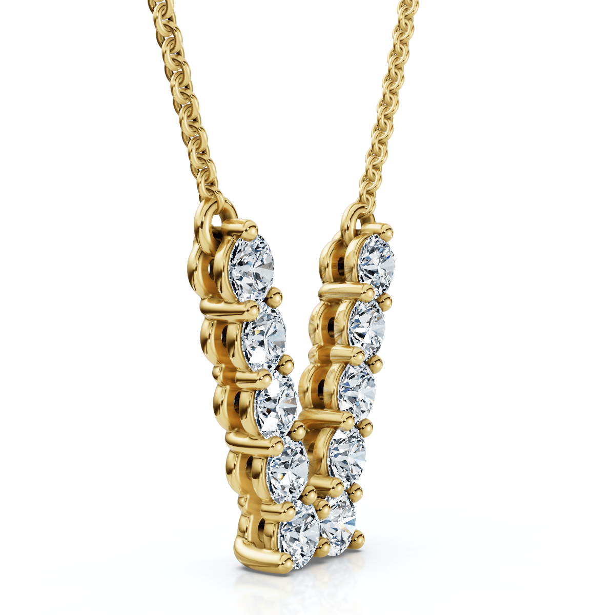 1Ct Diamond Initial "V" Pendant 14k Gold 18" Necklace Lab Grown 5/8" Tall