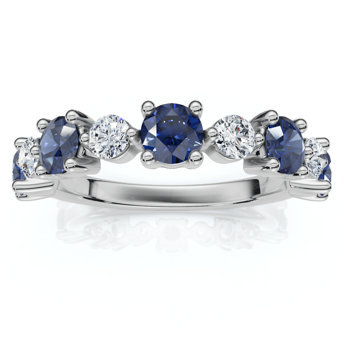1Ct Sylvia Blue Sapphire & Diamond Wedding Ring Gold Lab Grown