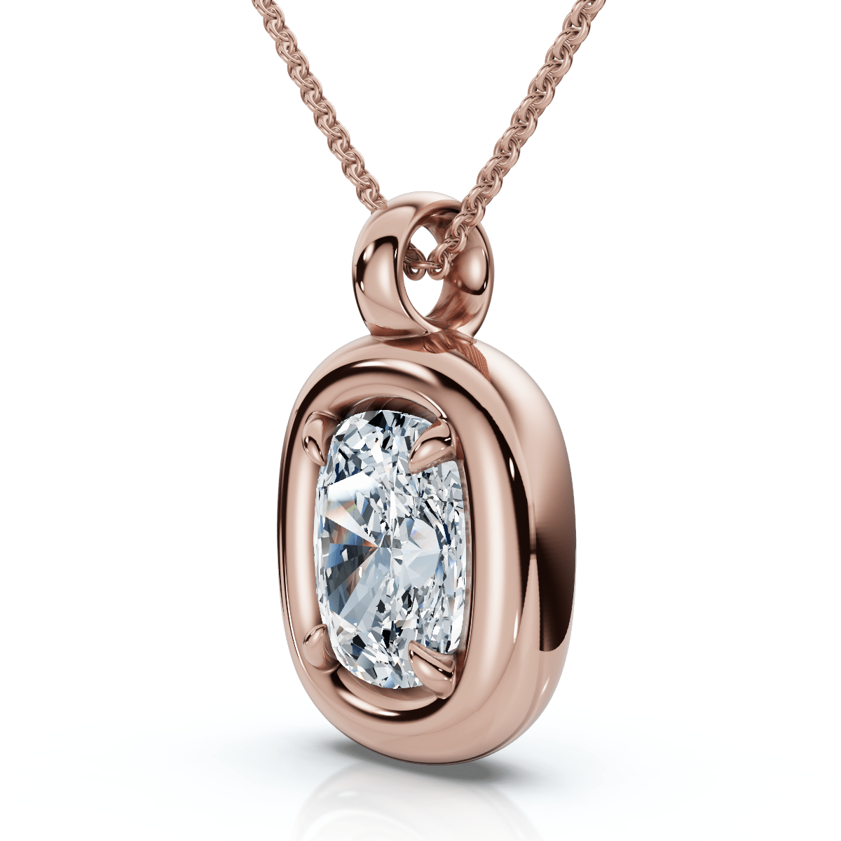 1Ct Cushion Diamond Navi Pendant 14k Gold Lab Grown 18" Necklace Size: 5/8" Tall